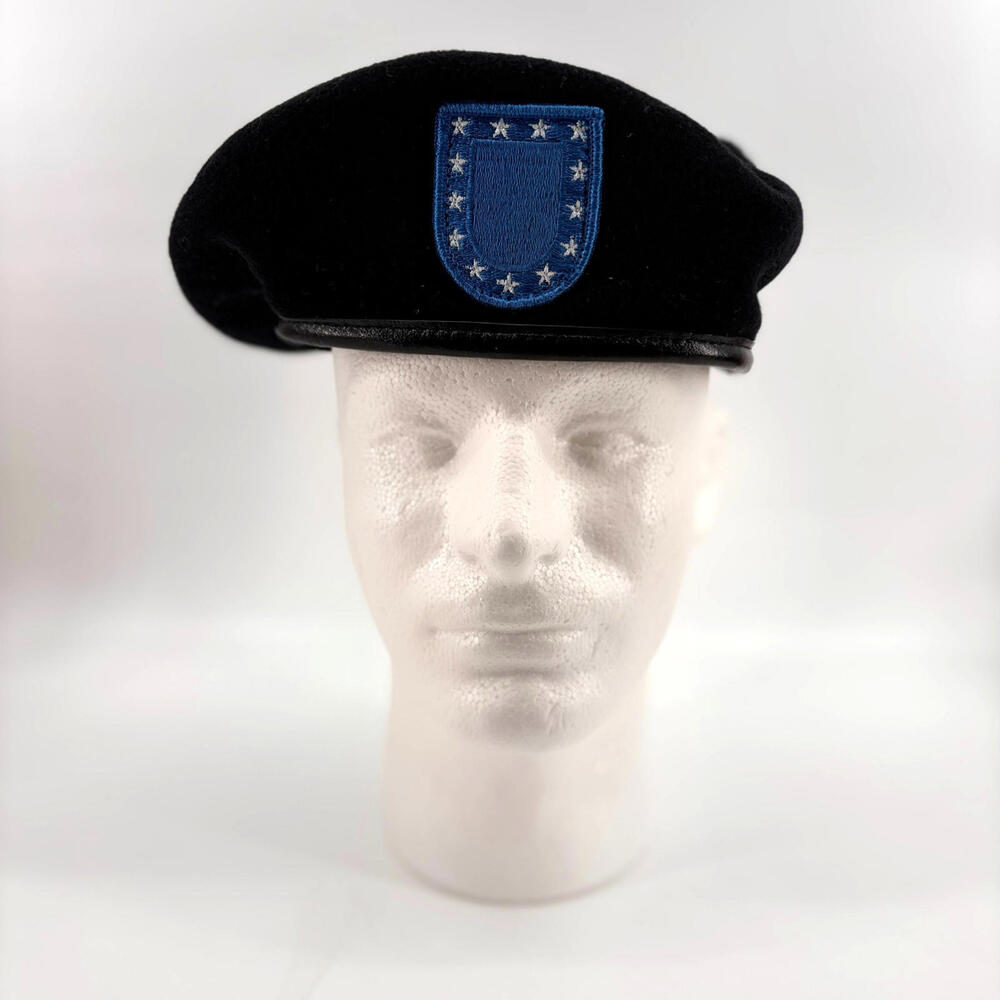 DSCP Garrison Collection Wool Army Beret Black Standard Flash Patch 7-1/4